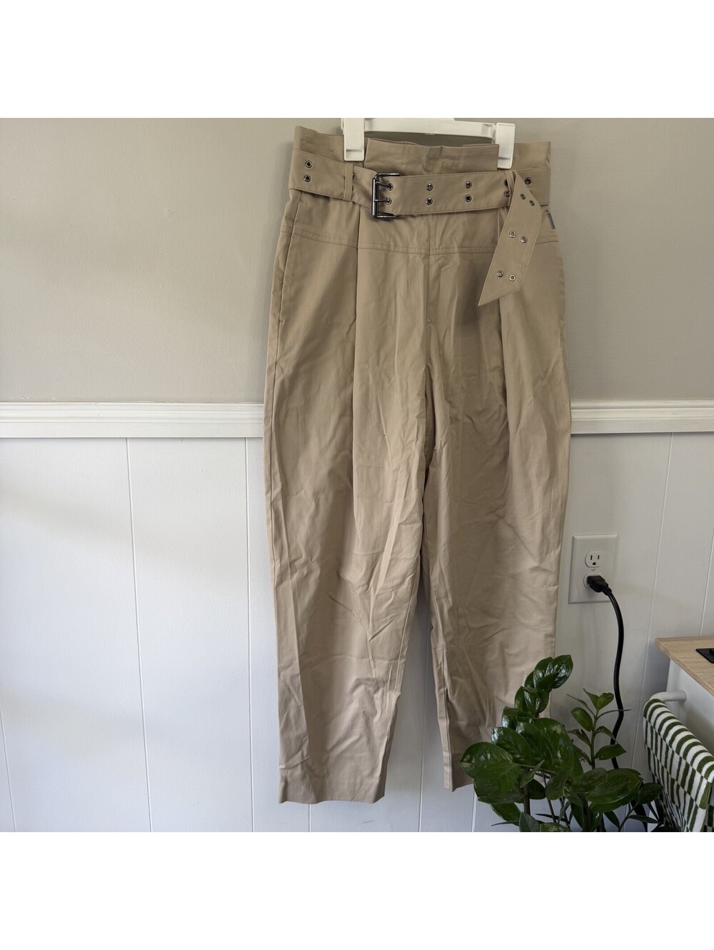 ALL SAINTS Ali Trouser Pants Belted NWOT $229 Beige/Tan Sz 6